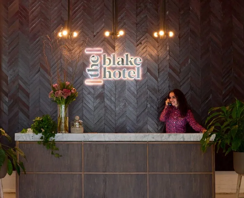 The blake hotel front desk and receptionist